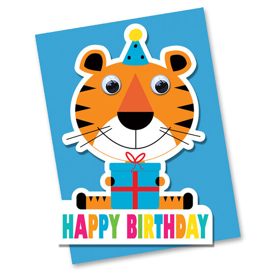 wenskaart stripey cats - happy birthday - tijger