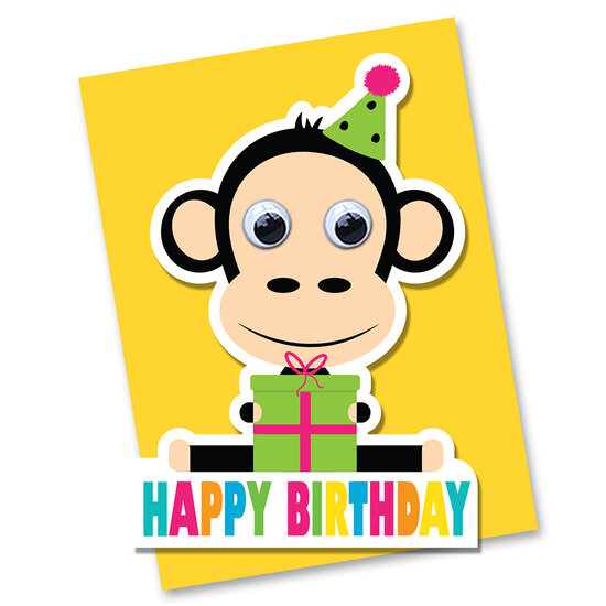 wenskaart stripey cats - happy birthday - aap