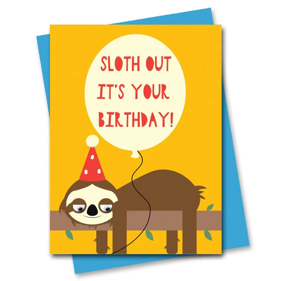 verjaardagskaart stripey cats - sloth out it&#039;s your birthday!