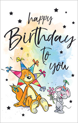verjaardagskaart - happy birthday to you - kat en muis