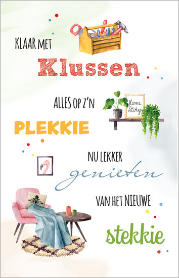 wenskaart - genieten van het nieuwe stekkie