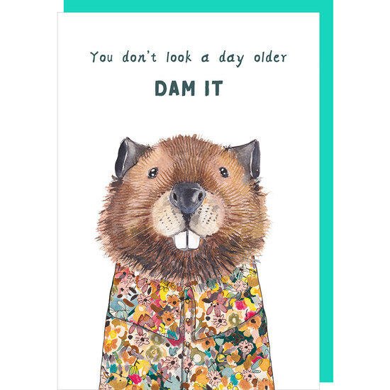 wenskaart rosie made a thing - tipp top - dam it - bever