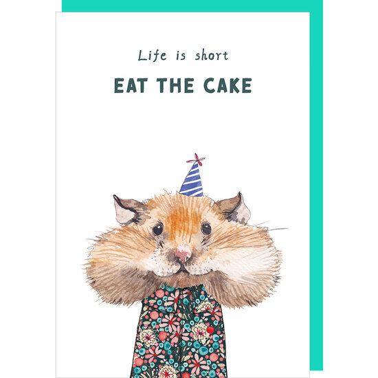 verjaardagskaart rosie made a thing - tipp top - life is short eat the cake - hamster