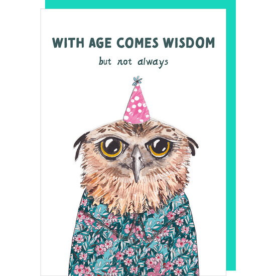 verjaardagskaart rosie made a thing - tipp top - with age comes wisdom - uil