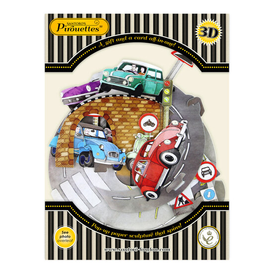 3D kaart - pirouettes cards - retro auto&#039;s