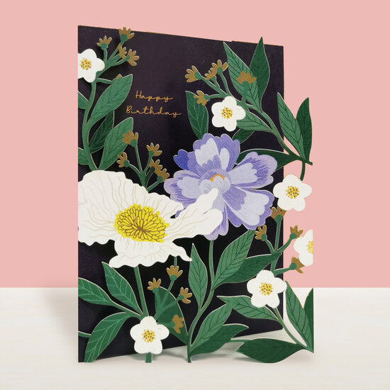 lasergesneden wenskaart blossom - bloemen - happy birthday