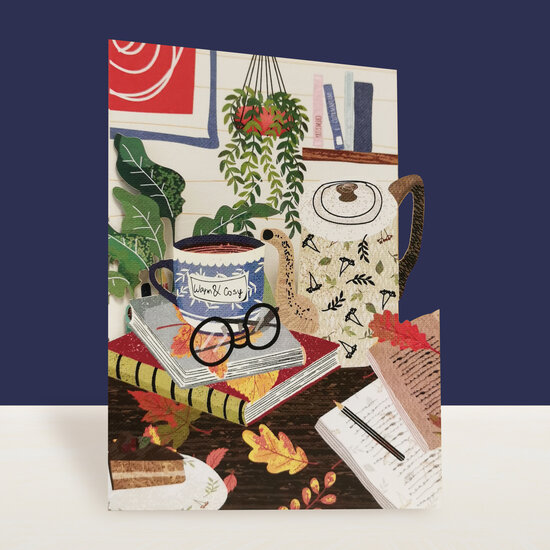 lasergesneden wenskaart blossom - boeken - warm &amp; cosy