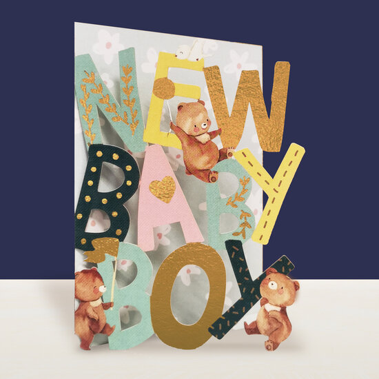 lasergesneden geboortekaartje blossom - new baby boy