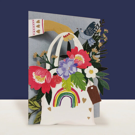 lasergesneden wenskaart blossom - tas met bloemen