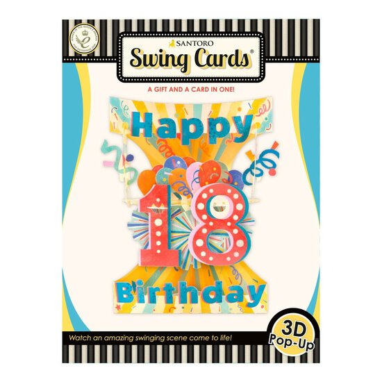 18 jaar - 3D kaart - swing cards - happy birthday