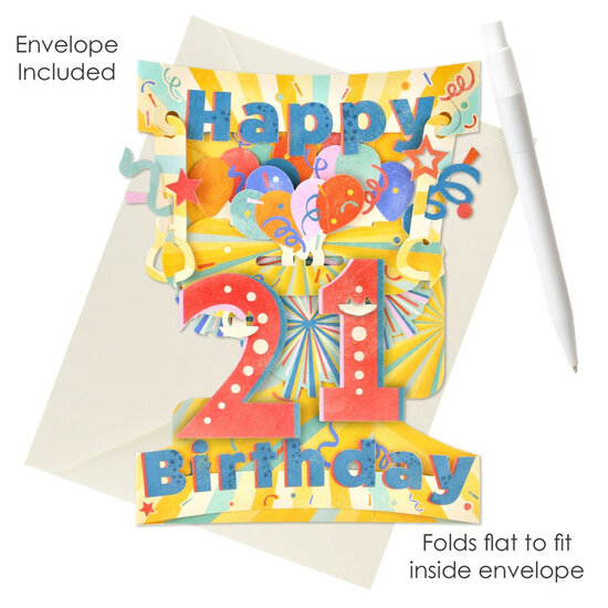 21 jaar - 3D kaart - swing cards - happy birthday