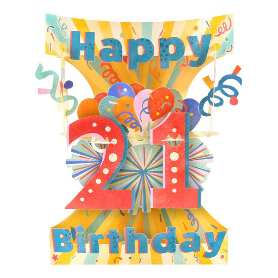 21 jaar - 3D kaart - swing cards - happy birthday