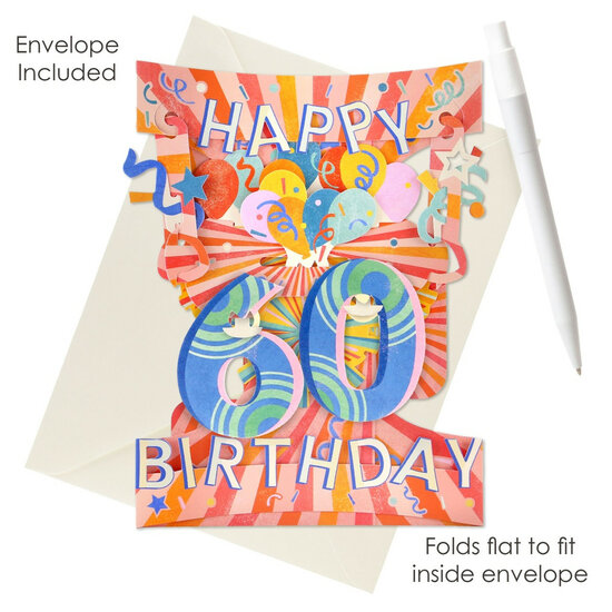3D kaart - swing cards - 60 - happy birthday