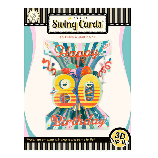 3D kaart - swing cards - 80 - happy birthday