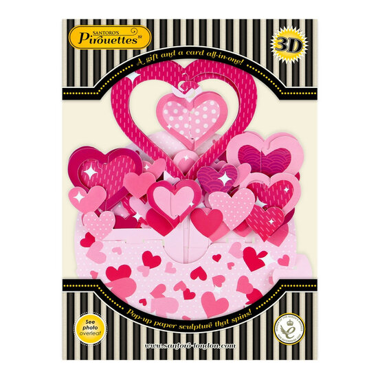3D kaart - pirouettes cards - love - hartjes