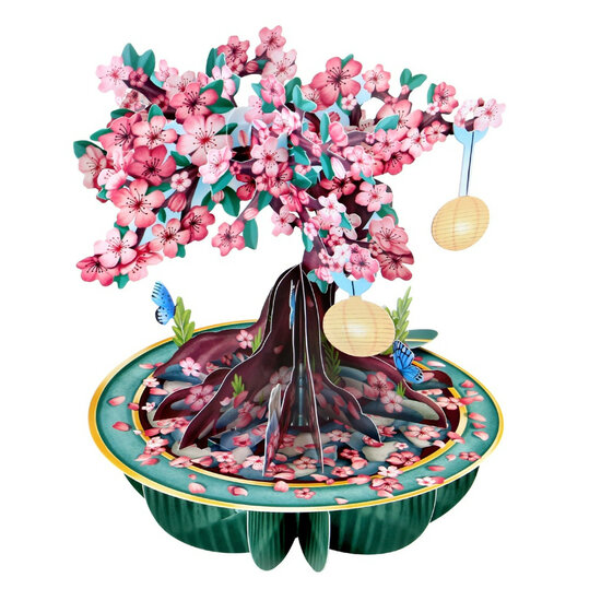 3D kaart - pirouettes cards - kersenbloesem
