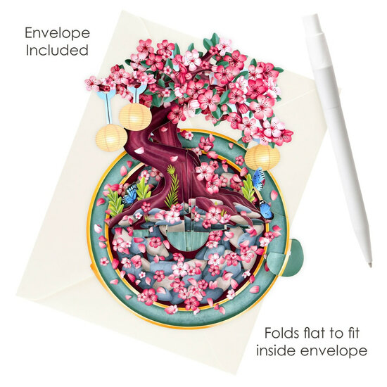 3D kaart - pirouettes cards - kersenbloesem