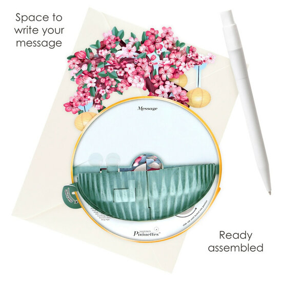 3D kaart - pirouettes cards - kersenbloesem