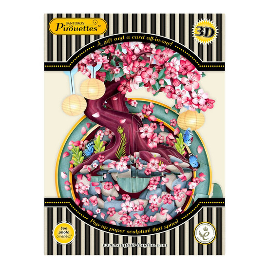 3D kaart - pirouettes cards - kersenbloesem