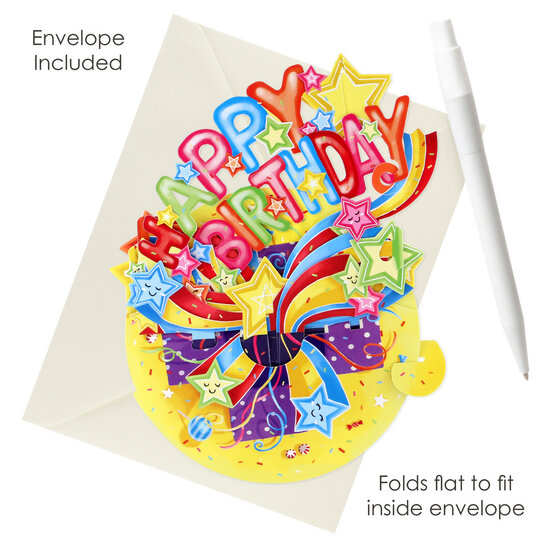 3D kaart - pirouettes cards - happy birthday - vallende sterren