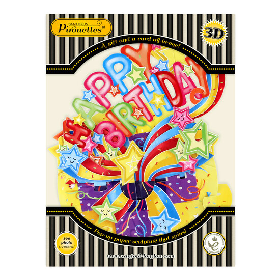 3D kaart - pirouettes cards - happy birthday - vallende sterren