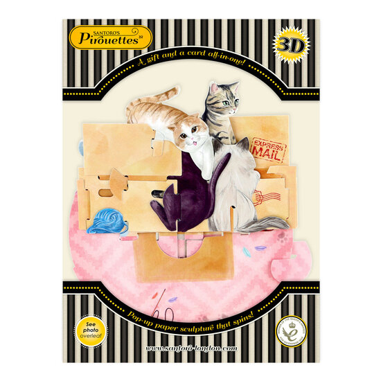 3D kaart - pirouettes cards - purrrfect parcel - katten in doos