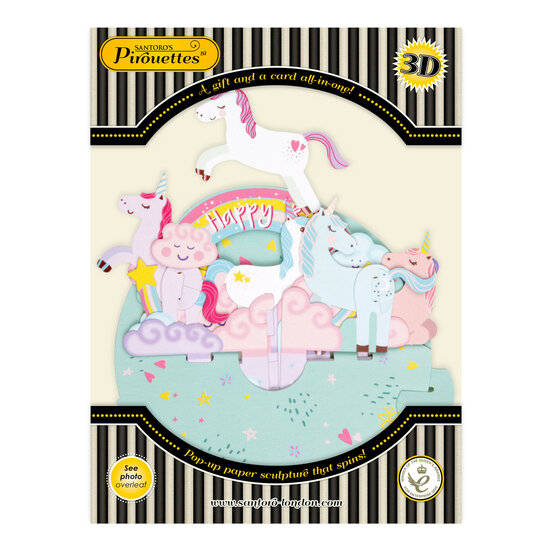 3D kaart - pirouettes cards - happy birthday - eenhoorns