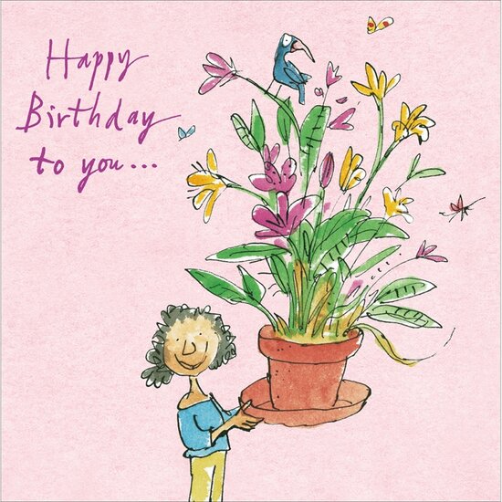 verjaardagskaart quentin blake woodmansterne - happy birthday to you - bloemen
