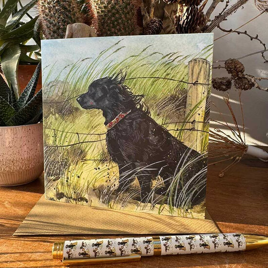 wenskaart alex clark - zwarte hond