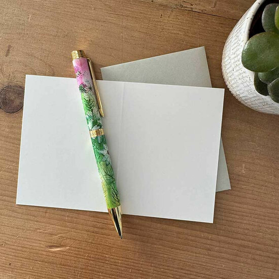 wenskaartje alex clark - kat met bloemen
