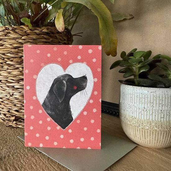 wenskaartje alex clark - hond in hart