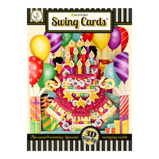 3D kaart - swing cards - verjaardagstaart