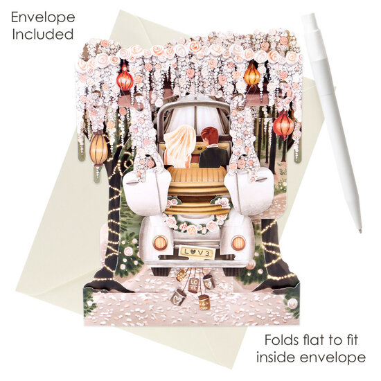 3D trouwkaart - swing cards - auto, love