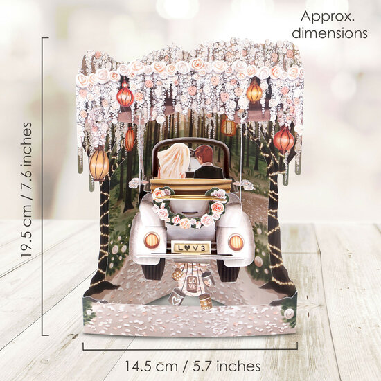 3D trouwkaart - swing cards - auto, love