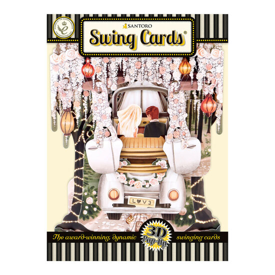 3D trouwkaart - swing cards - auto, love
