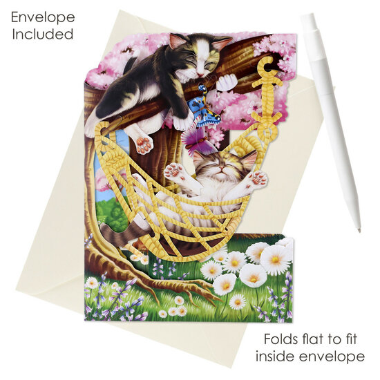 3D kaart - swing cards - katten en hangmat
