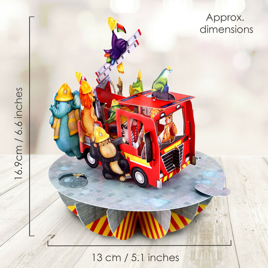 3D kaart - pirouettes cards - brandweerauto