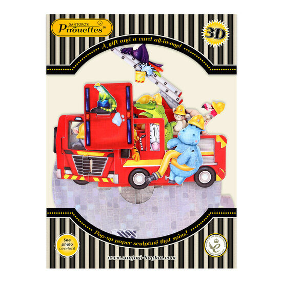 3D kaart - pirouettes cards - brandweerauto