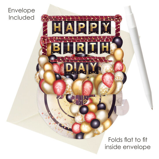 3D kaart - pirouettes cards - happy birthday - ballonnen
