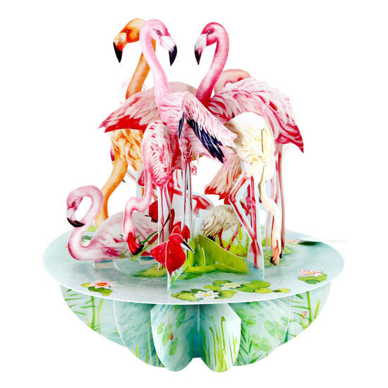 3D kaart - pirouettes cards - flamingo&#039;s