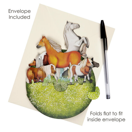 3D kaart - pirouettes cards - paarden