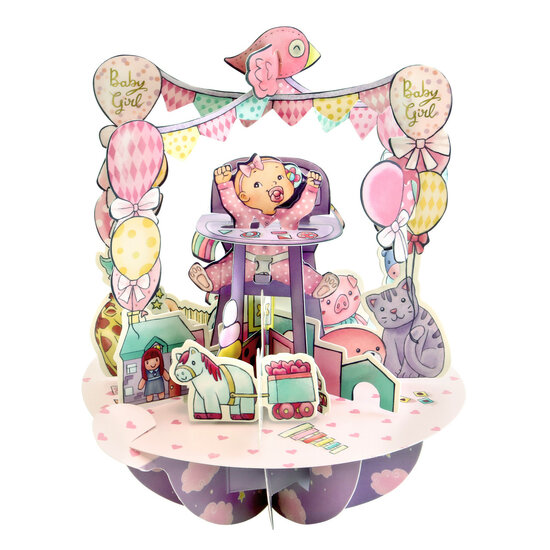 3D kaart - pirouettes cards - baby girl | muller wenskaarten