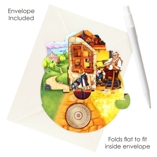 3D kaart - pirouettes cards - aladdin, gelaarsde kat en pinokkio