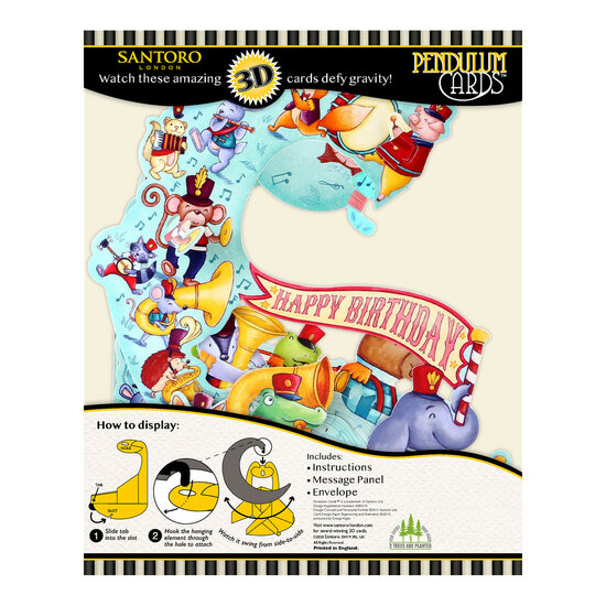 3d wenskaart - pendulum - dieren fanfare - happy birthday