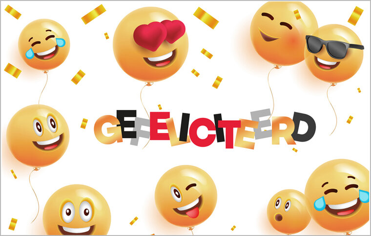 felicitatiekaart - gefeliciteerd - emoji