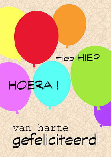 grote felicitatiekaart a4 - hoera van harte gefeliciteerd