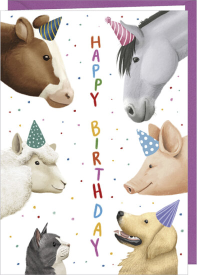 verjaardagskaart correspondances Rosie Hilyer - happy birthday - dieren