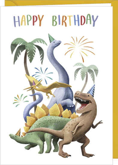 verjaardagskaart correspondances Rosie Hilyer - happy birthday - dinosaurus