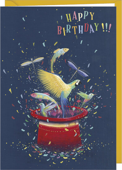 verjaardagskaart correspondances Jehanne Weyman - happy birthday - uit de hoge hoed