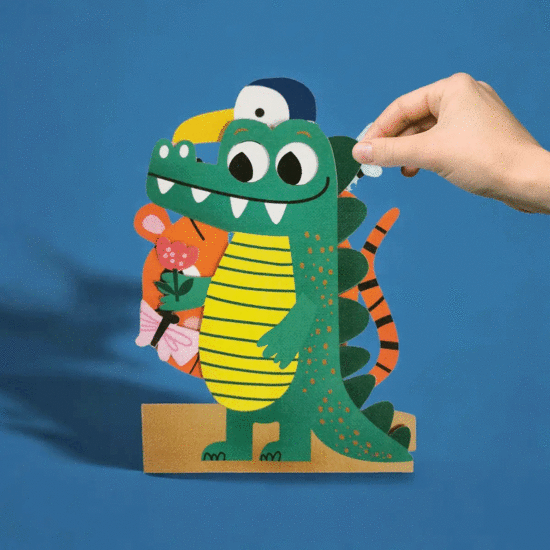 lasergesneden kaart met bewegende ogen - Aww! So Cute! - krokodil| mullerwenskaarten